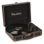 Audizio RP114W Record Player Wood Giradischi Portatile con Altoparlanti Integrati Marrone
