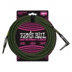Ernie Ball P06066 Cavo Jack 6,3 - Jack 6,3 90° Black/Neon Green 7.62 mt