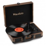 Audizio RP116W Record Player Wood Giradischi Bluetooth con Valigetta in Pelle PU Wood