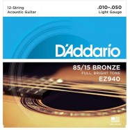 D'Addario EZ940 Cordiera per Acustica 12 Corde 85/15 Bonze Wound Light 010-050